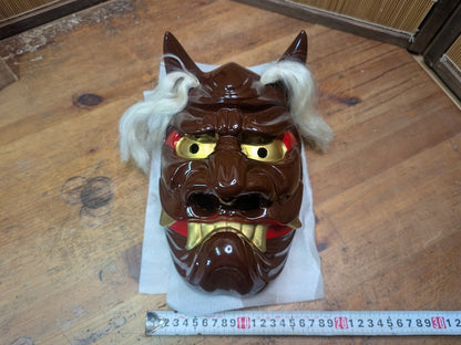 Japanese Vintage Oni Mask Pottery Devil Gold Eyes Handmade Japan Auction