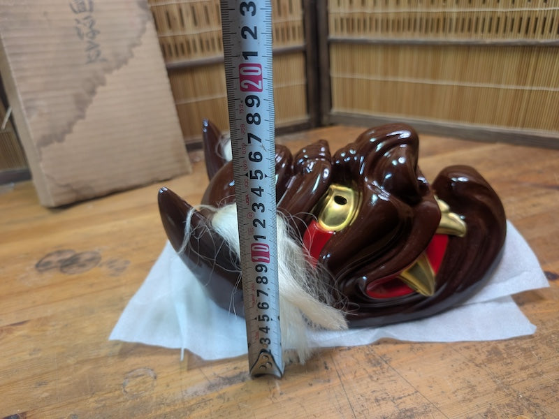 Japanese Vintage Oni Mask Pottery Devil Gold Eyes Handmade Japan Auction