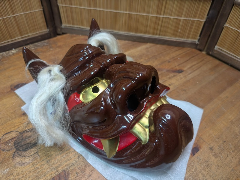 Japanese Vintage Oni Mask Pottery Devil Gold Eyes Handmade Japan Auction