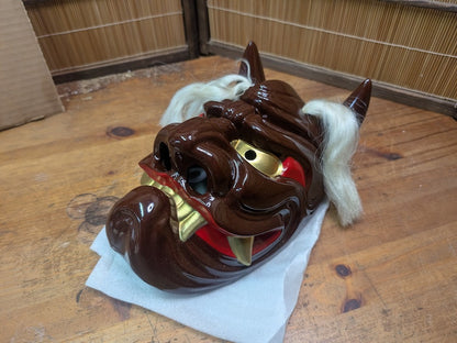 Japanese Vintage Oni Mask Pottery Devil Gold Eyes Handmade Japan Auction