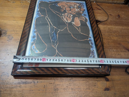 1960s Shiko Munakata Woodblock Print Framed Washi Japanese Art Rare