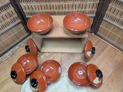 Japanese Vintage Lacquer Rice Bowls Set Owan Bowls Traditional Box