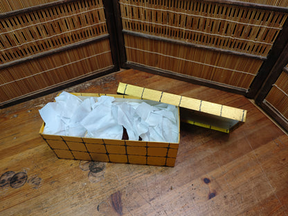 1970s Japanese Owan Bowl Set Lacquer Bamboo Gold Fan Motif with Box