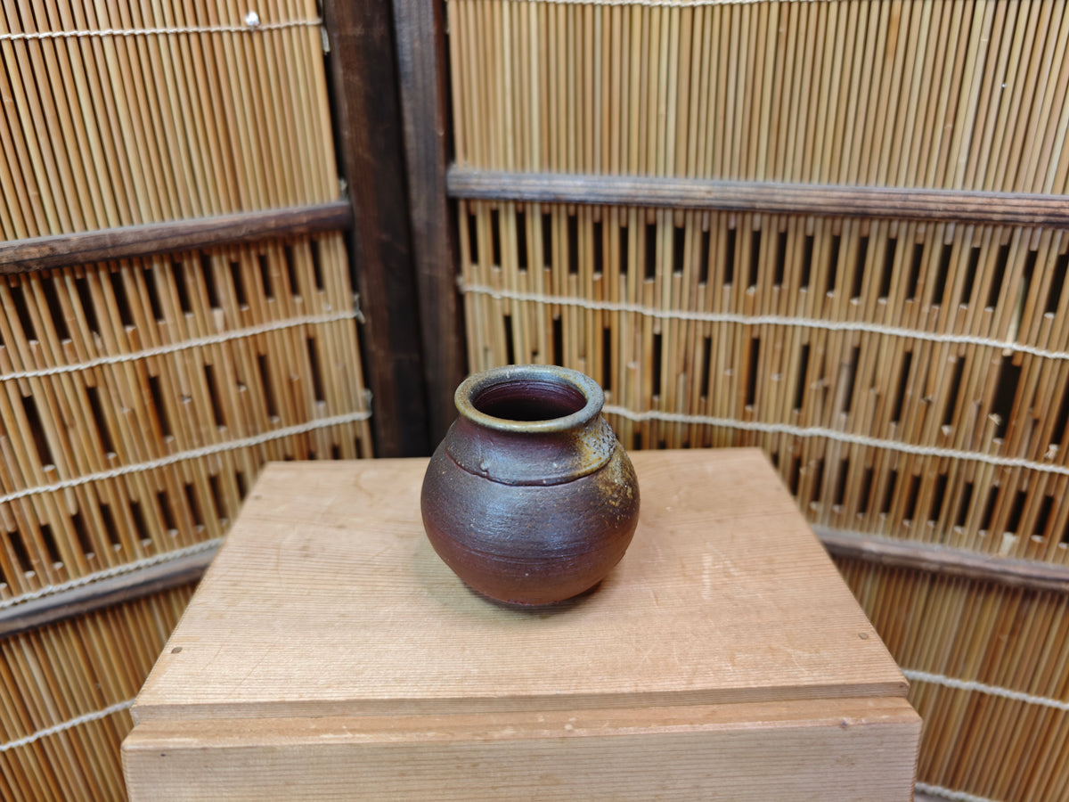 Japanese Vintage Bizen-yaki Pottery Vase Collection w/ Wooden Box