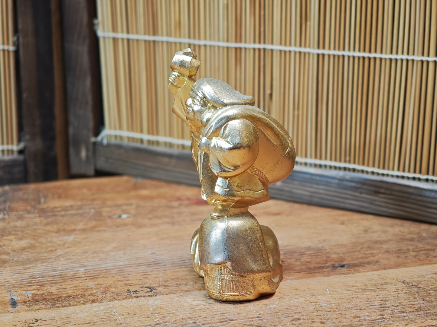 Vintage Japanese Brass Daikokuten Statue Seven Lucky Gods Figure