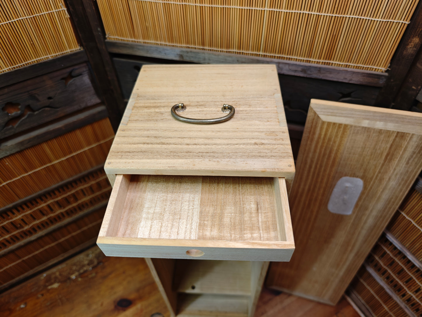 Japanese Vintage Chabako Tea Ceremony Wooden Storage Box Unused