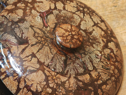 Japanese Vintage 1970s Chrysanthemum Wood Lidded Box Natural Burl