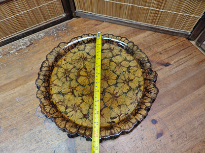 Japanese Vintage Chrysanthemum Wood Tea ceremony Tray  Obon