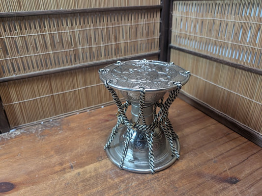 Vintage Japanese Tsuzumi Drum Decor 1970s Showa Metal Sculpture Japan
