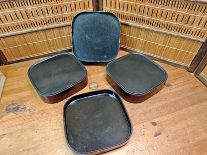 Japanese Vintage Jubako Lunch Box 3 Tier Resin Shrimp Design Auction JP