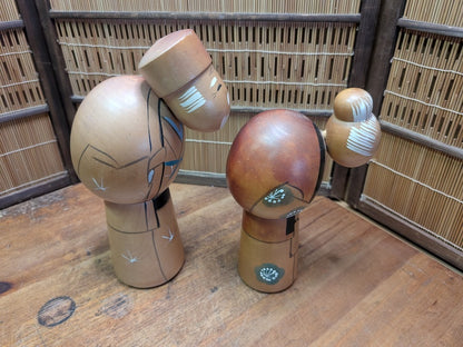 Japanese Vintage Kokeshi Doll Set Hand-Painted Couple Auction Japan