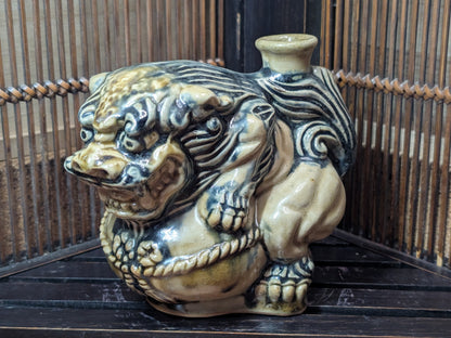 Vintage 1970s Japanese Shisa Sake Bottle Okinawa Shigaraki Pottery