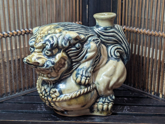Vintage 1970s Japanese Shisa Sake Bottle Okinawa Shigaraki Pottery
