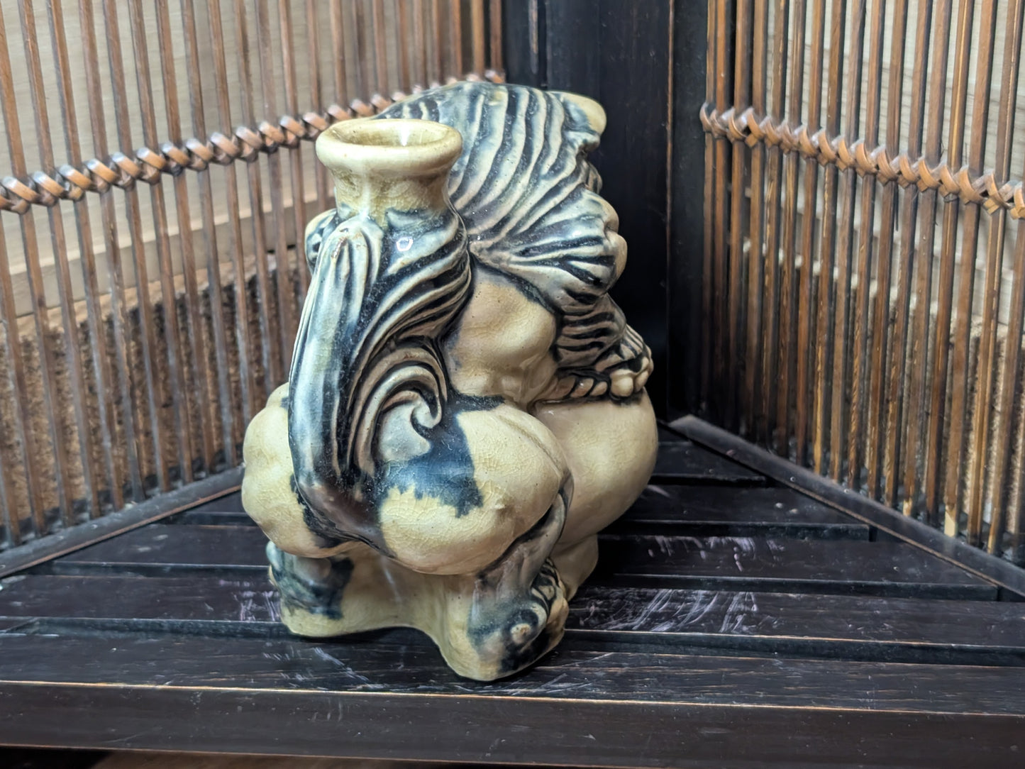 Vintage 1970s Japanese Shisa Sake Bottle Okinawa Shigaraki Pottery