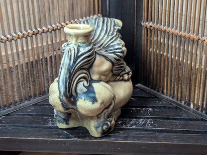 Vintage 1970s Japanese Shisa Sake Bottle Okinawa Shigaraki Pottery