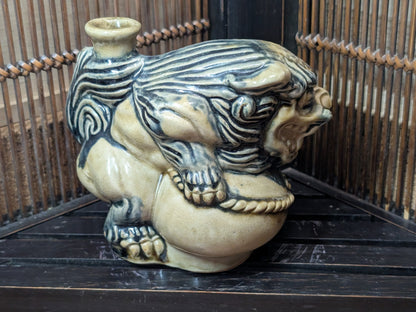 Vintage 1970s Japanese Shisa Sake Bottle Okinawa Shigaraki Pottery