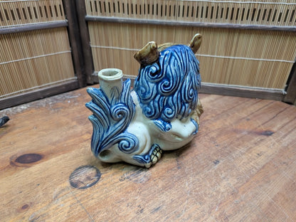 Japanese Vintage Shisa Sake Bottle Handmade Okinawa Pottery Guardian