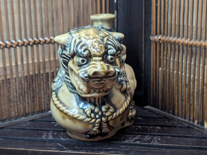 Vintage 1970s Japanese Shisa Sake Bottle Okinawa Shigaraki Pottery