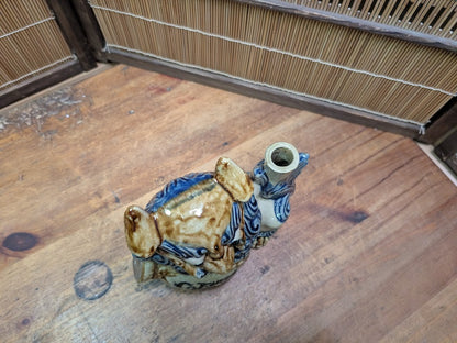 Japanese Vintage Shisa Sake Bottle Handmade Okinawa Pottery Guardian