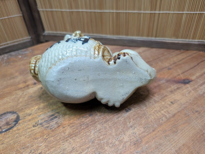 Japanese Vintage Shisa Sake Bottle Handmade Okinawa Pottery Guardian