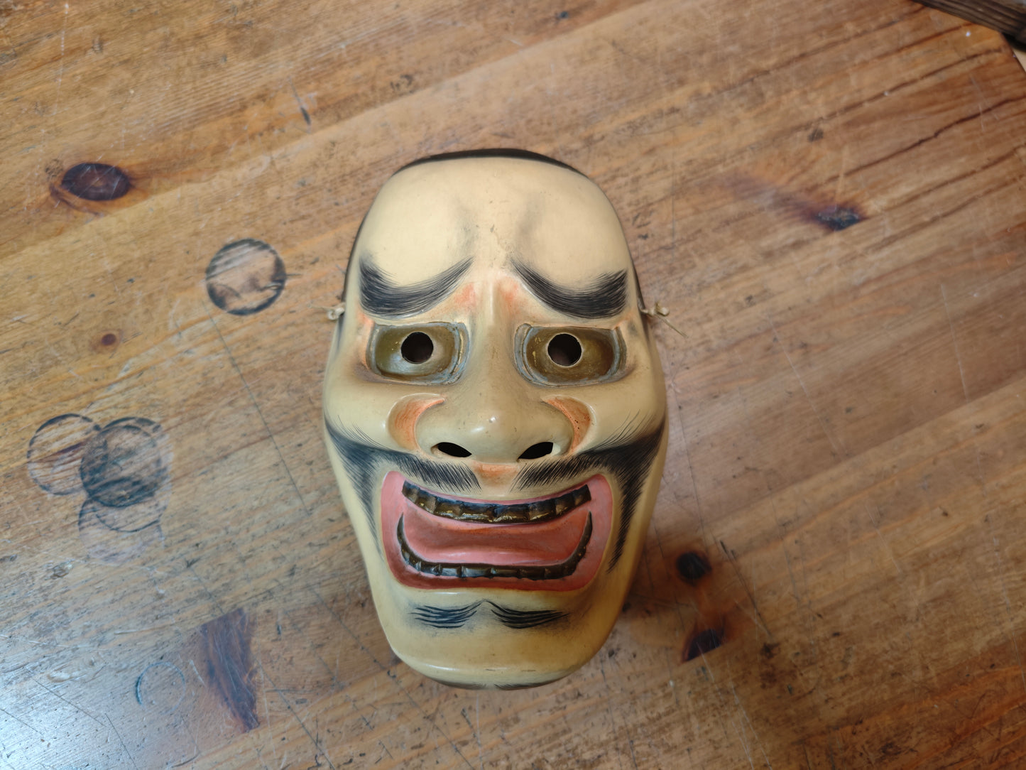 Japanese Vintage Signed Pottery Mask Traditional Folk Art Auction JP