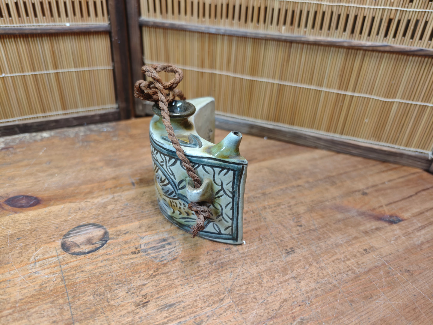 Vintage Okinawan Tsuboya Yaki Ceramic Sake Bottle Signed Pottery Art
