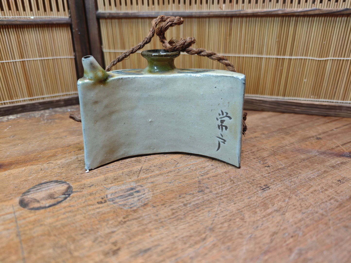 Vintage Okinawan Tsuboya Yaki Ceramic Sake Bottle Signed Pottery Art