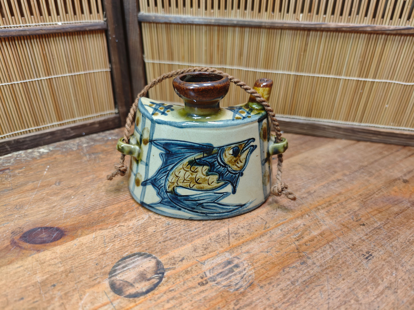 Vintage Okinawan Tsuboya Yaki Ceramic Sake Bottle Pottery Art