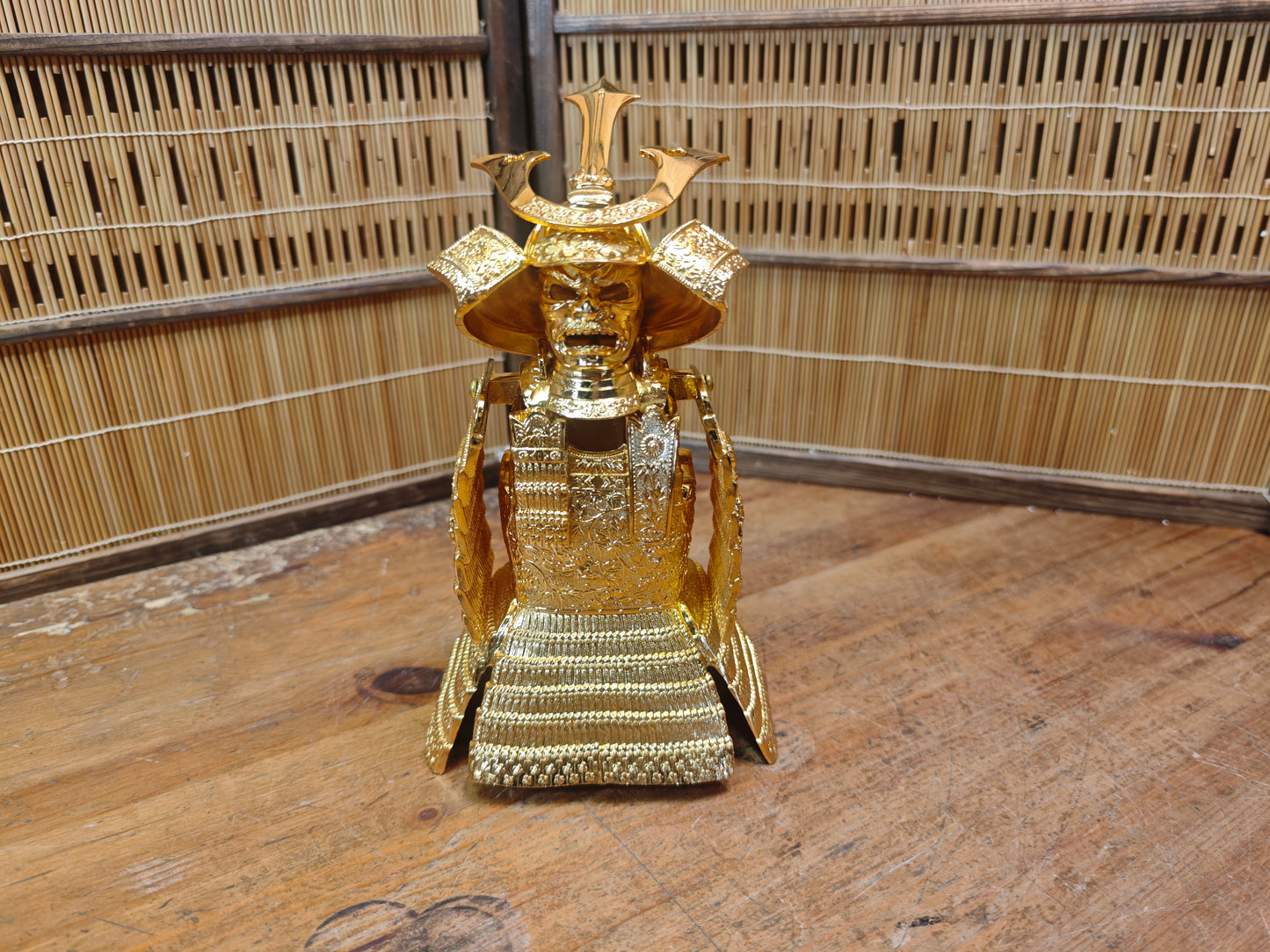 Japanese Vintage 1980s Brass Yoroi Kabuto Samurai Armor Display Statue