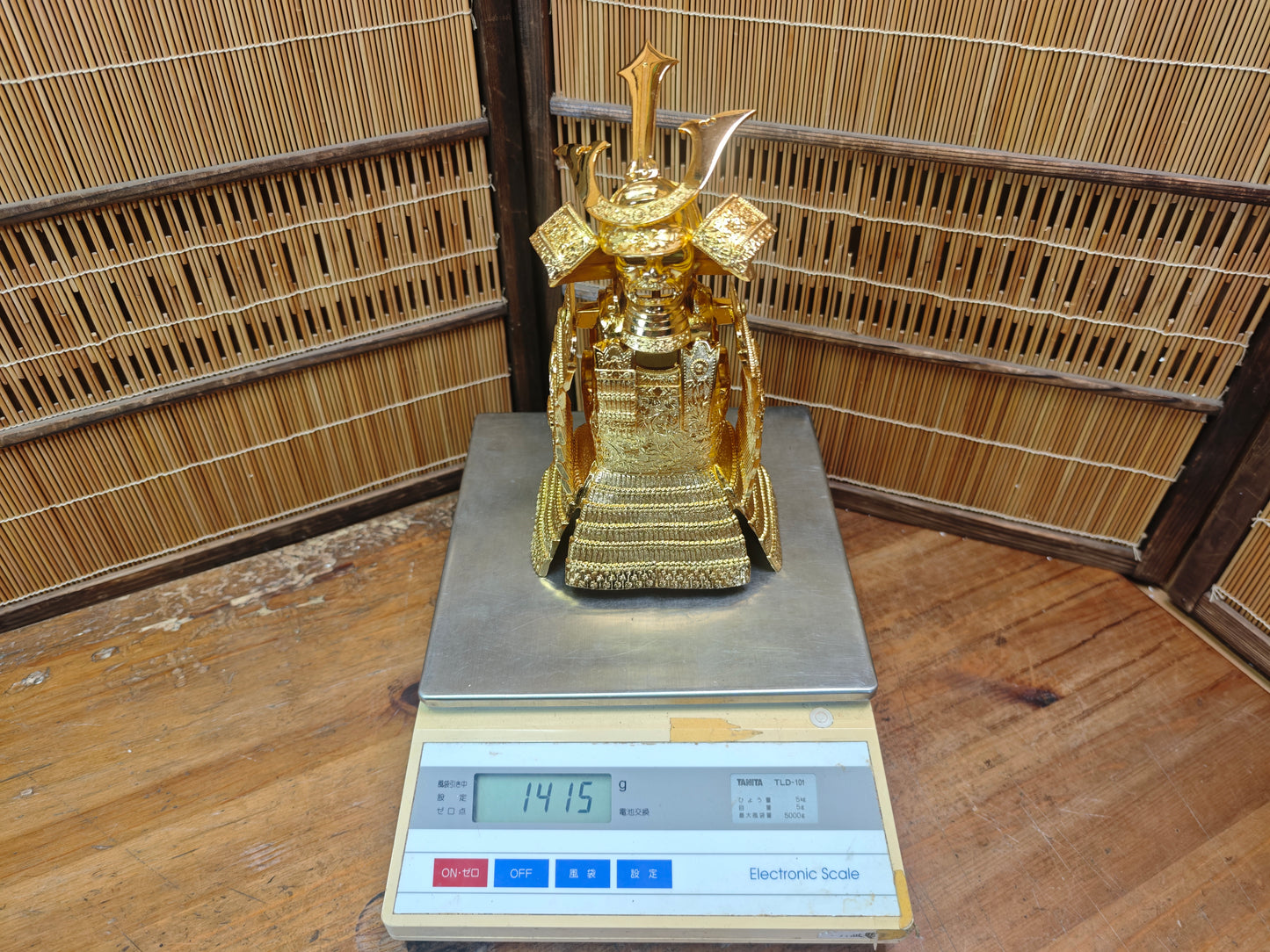 Japanese Vintage 1980s Brass Yoroi Kabuto Samurai Armor Display Statue
