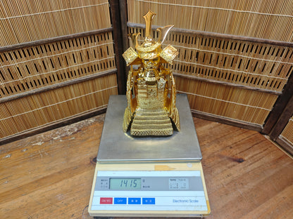Japanese Vintage 1980s Brass Yoroi Kabuto Samurai Armor Display Statue