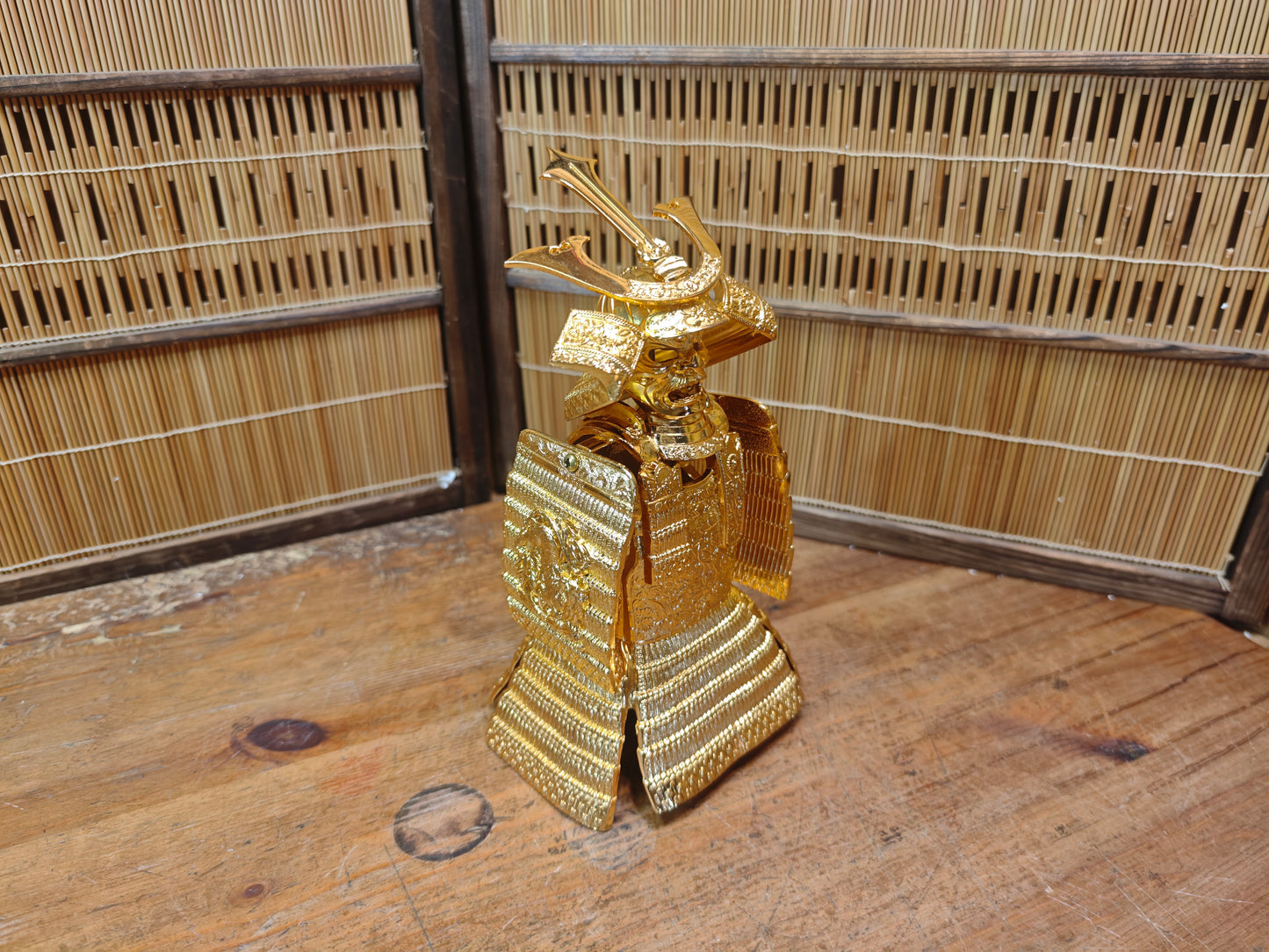 Japanese Vintage 1980s Brass Yoroi Kabuto Samurai Armor Display Statue