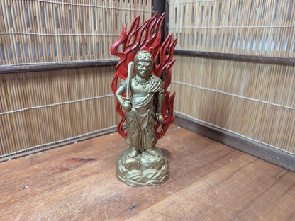 1980s Japanese Fudo Myoo Statue Naritasan Buddhist Mixed Materials
