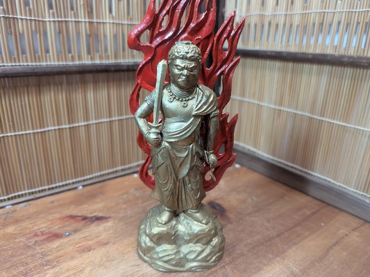 1980s Japanese Fudo Myoo Statue Naritasan Buddhist Mixed Materials
