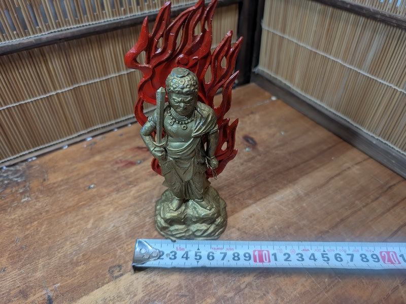 1980s Japanese Fudo Myoo Statue Naritasan Buddhist Mixed Materials