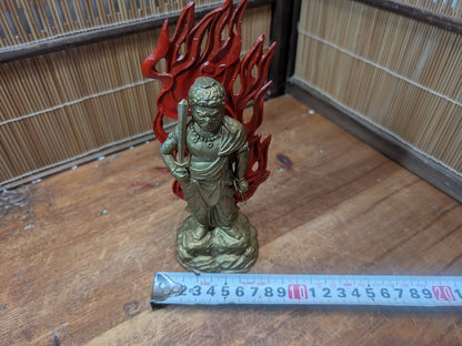 1980s Japanese Fudo Myoo Statue Naritasan Buddhist Mixed Materials