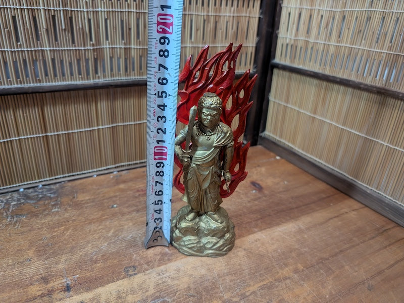 1980s Japanese Fudo Myoo Statue Naritasan Buddhist Mixed Materials