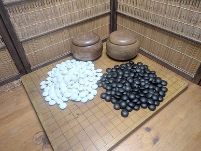 Vintage Japanese Go Game Set Goban Board, Stones & Wooden Bowls Japan
