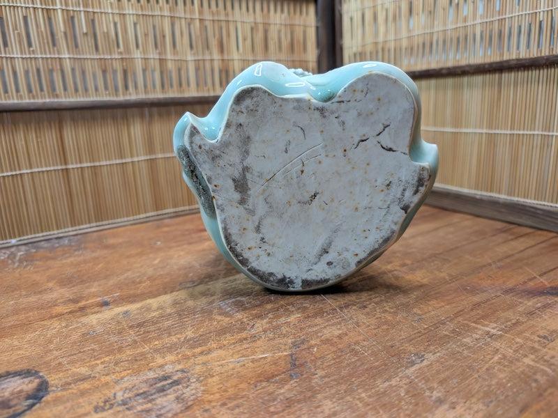 Vintage Japanese Kannon Buddha Statue Nara Turquoise Pottery Art
