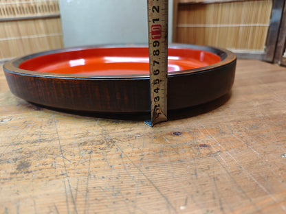 Japanese Vintage Keyaki Wood Oval Tray Lacquered Serving Tray Japan