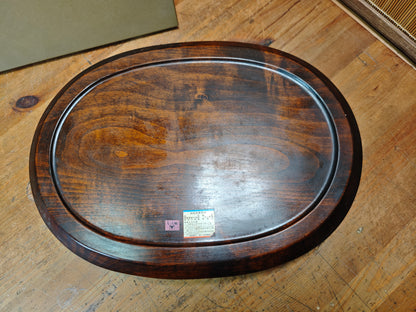 Japanese Vintage Keyaki Wood Oval Tray Lacquered Serving Tray Japan