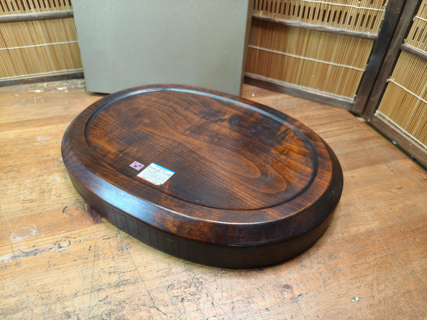 Japanese Vintage Keyaki Wood Oval Tray Lacquered Serving Tray Japan