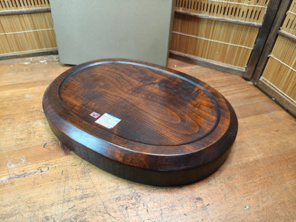 Japanese Vintage Keyaki Wood Oval Tray Lacquered Serving Tray Japan