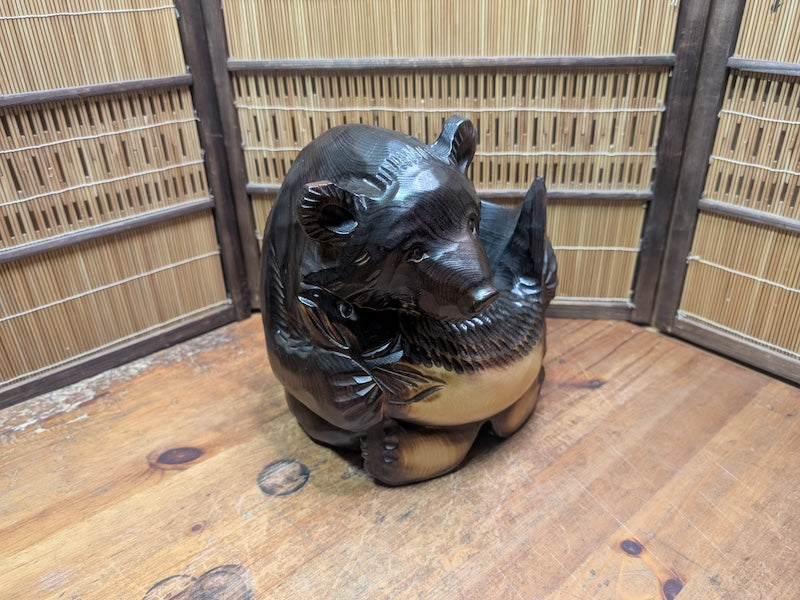 Vintage Kibori Kuma Bear Hokkaido Wood Ainu Folk Art Japan Art Auction