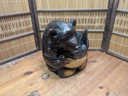 Vintage Kibori Kuma Bear Hokkaido Wood Ainu Folk Art Japan Art Auction