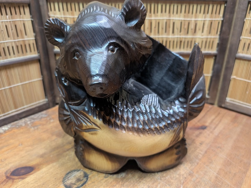 Vintage Kibori Kuma Bear Hokkaido Wood Ainu Folk Art Japan Art Auction