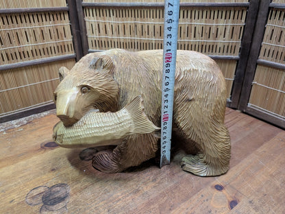 Japan Vintage Kibori Bear Hand Carved Hokkaido Folk Art Statue