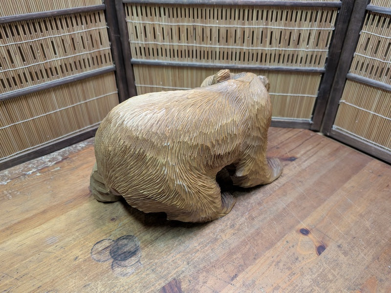 Japan Vintage Kibori Bear Hand Carved Hokkaido Folk Art Statue