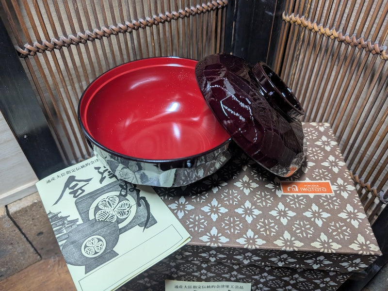 Japanese Lacquer Rice Bowls Set Unused with Box & Papers Handmade IWATAYA Japan