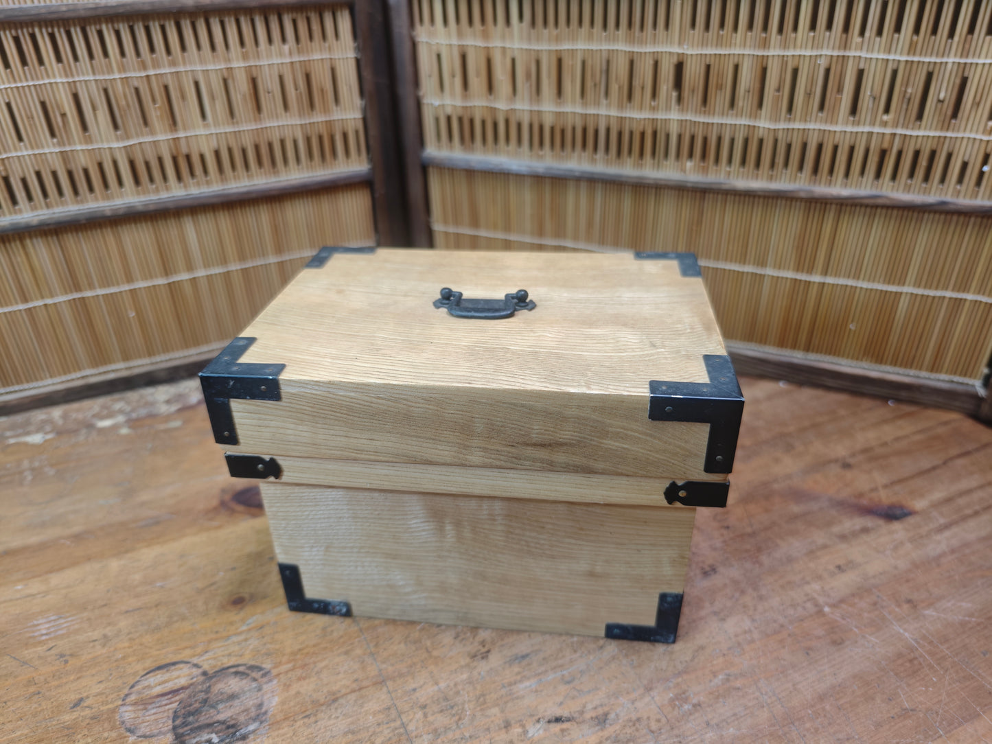 Japanese Vintage 1980s Miniature Kabuto Samurai Helmet with Wooden Box